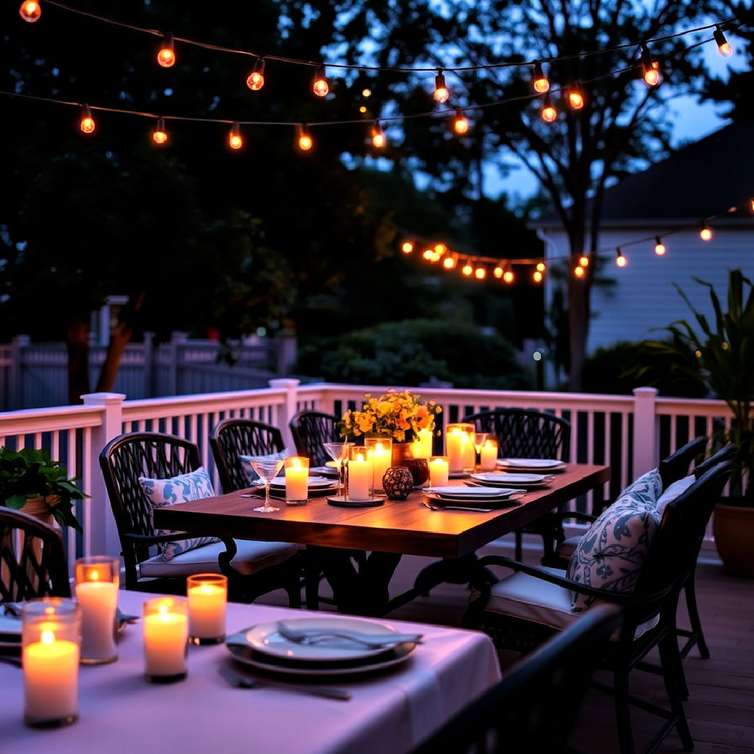candlelight strings to add elegant touch - 40 Patio String Light Ideas