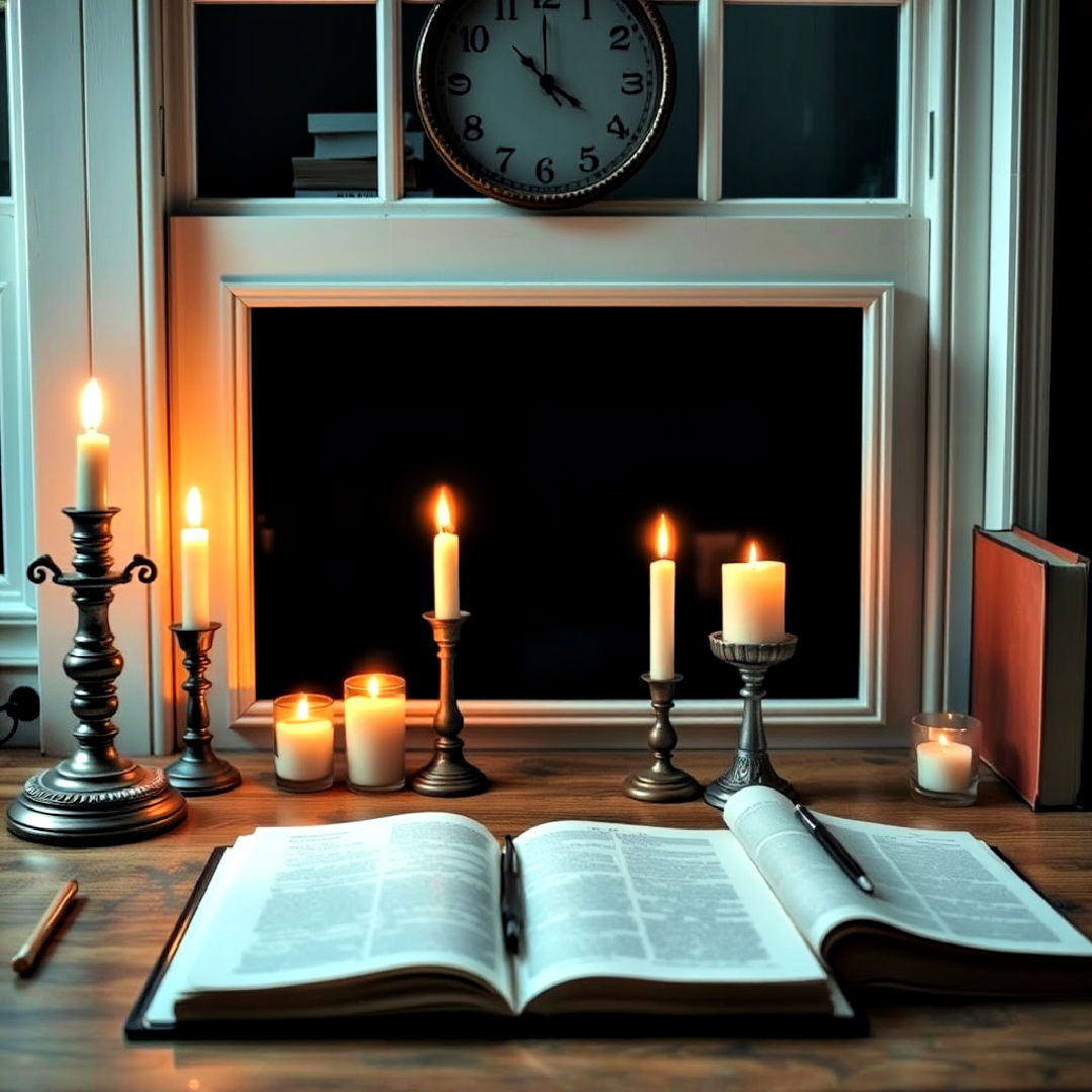 candles for flickering glow - 25 Dark Academia Bedroom Ideas