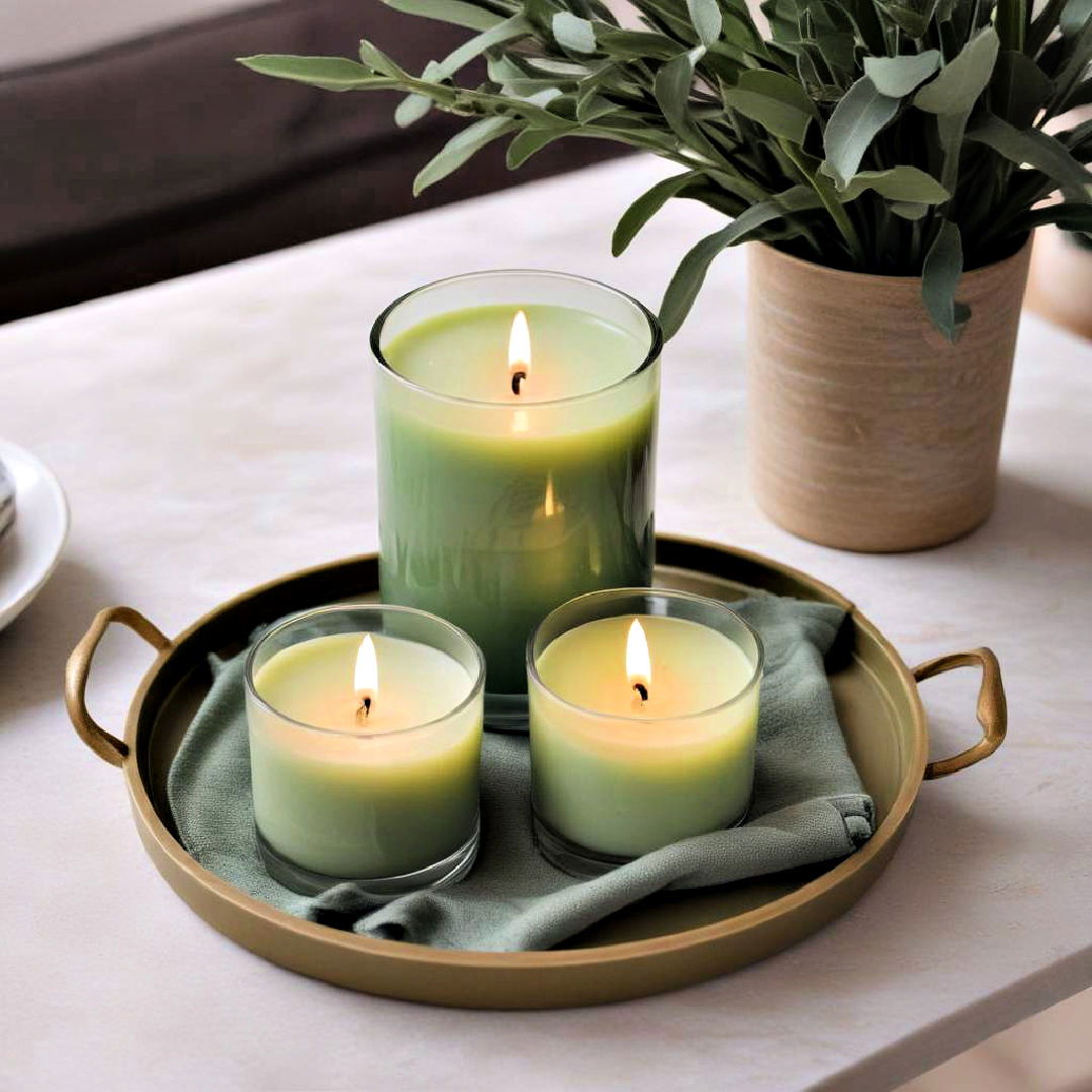 candles for rustic sage green living room - 25 Rustic Sage Green Living Room Ideas