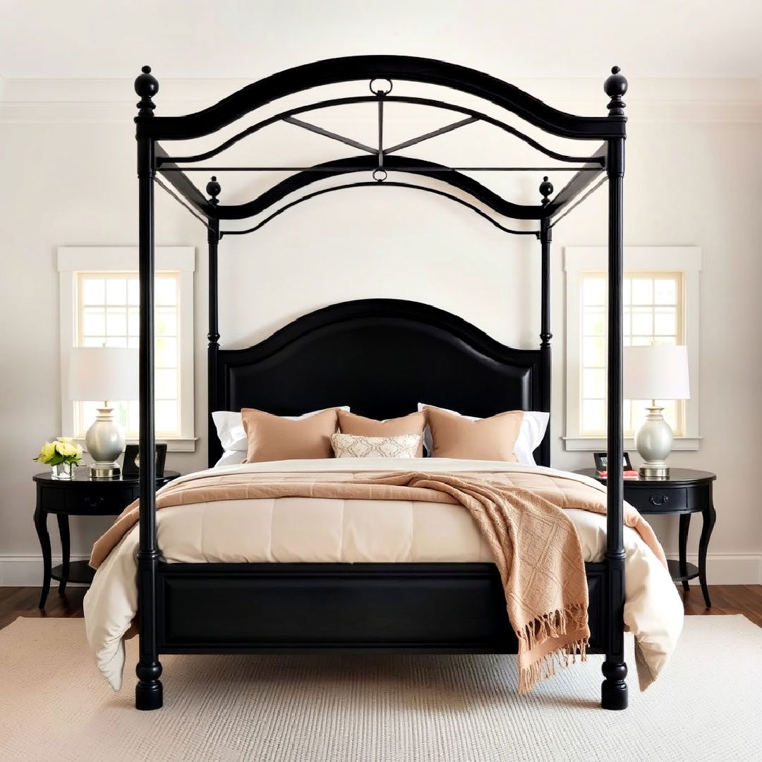 canopy bed for black and beige bedroom design - 20 Black and Beige Bedroom Design Ideas