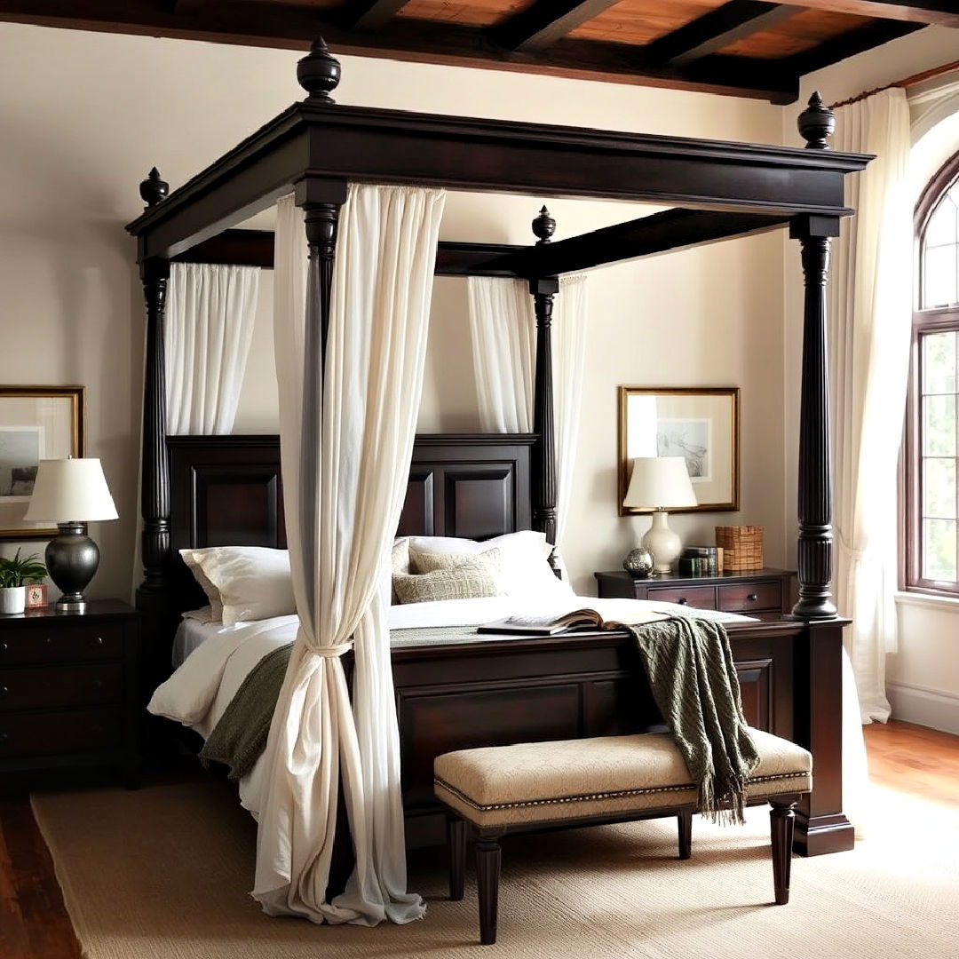 canopy bed for dark wood bedroom - 20 Dark Wood Bedroom Ideas