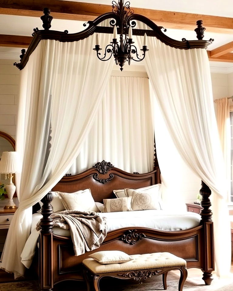 canopy bed to add classic touch - 30 French Country Decor Ideas