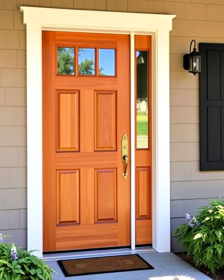 caramel stain for front door - 25 Stained Front Door Ideas
