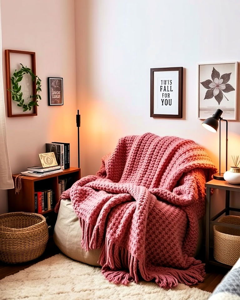cardigan inspired cozy corner for bedroom - 20 Taylor Swift Themed Bedroom Decor Ideas