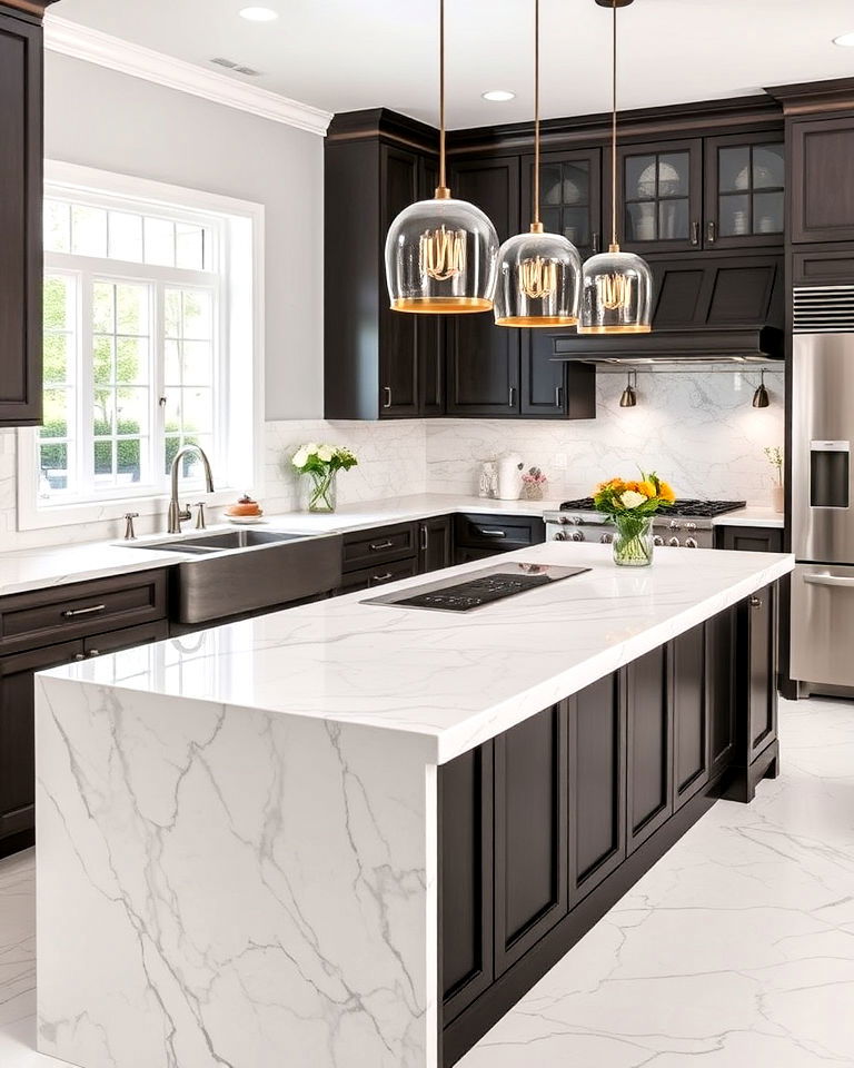 carrara marble inspired quartz countertops - 20 Quartz Kitchen Countertops