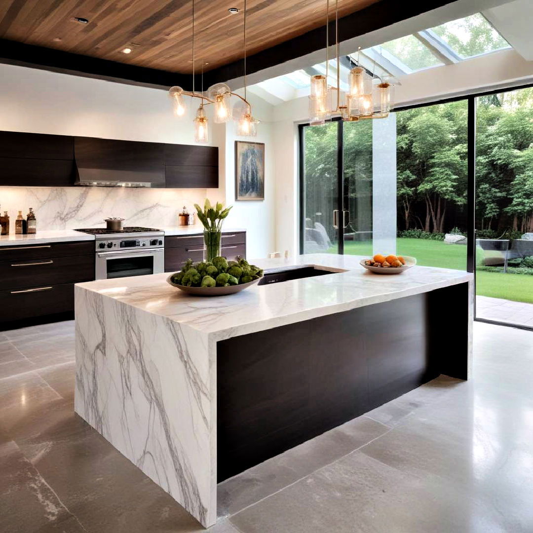 cascading waterfall kitchen island - 15 Waterfall Kitchen Island Ideas