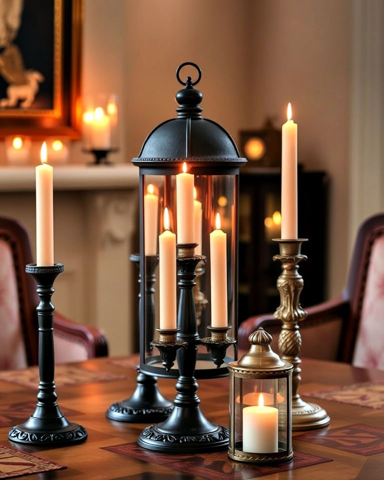 castle living room with candlesticks and lanterns - 20 Castle Living Room Ideas