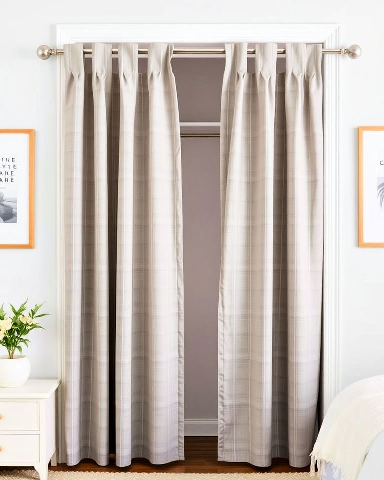 casual look tab top curtains - 30 Closet Curtain Ideas