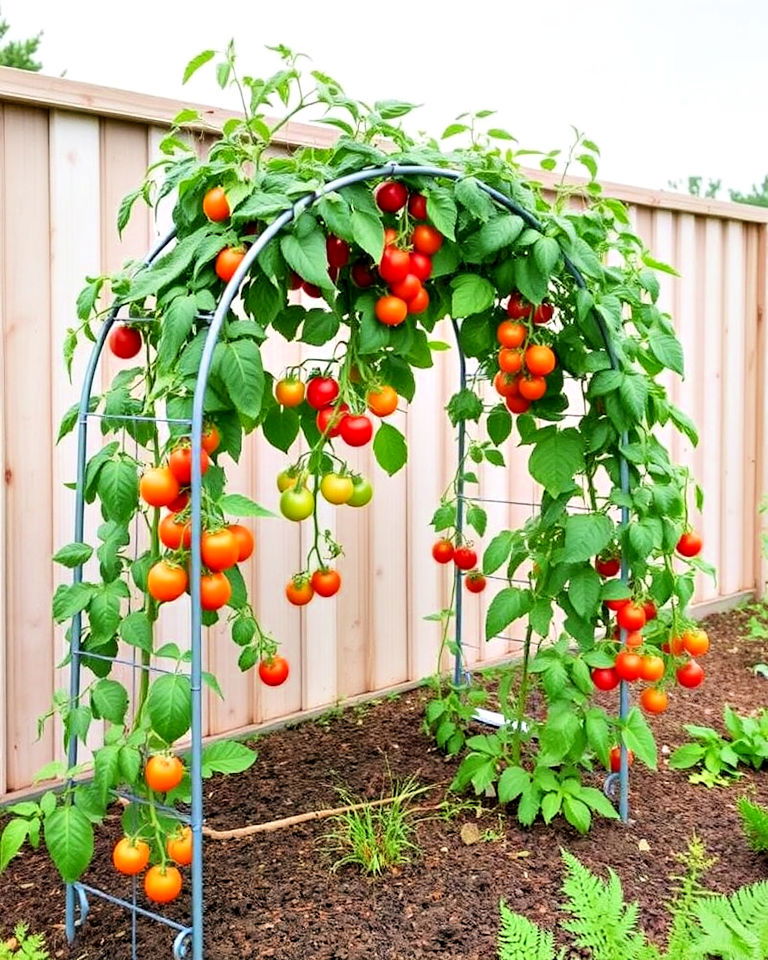 cattle panel trellis to growing tomatoes - 30 Tomato Trellis Ideas
