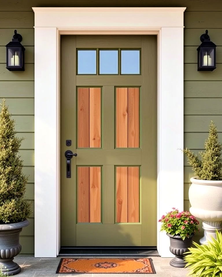 cedar with olive green earthiness - 20 Cedar Front Door Colors Ideas