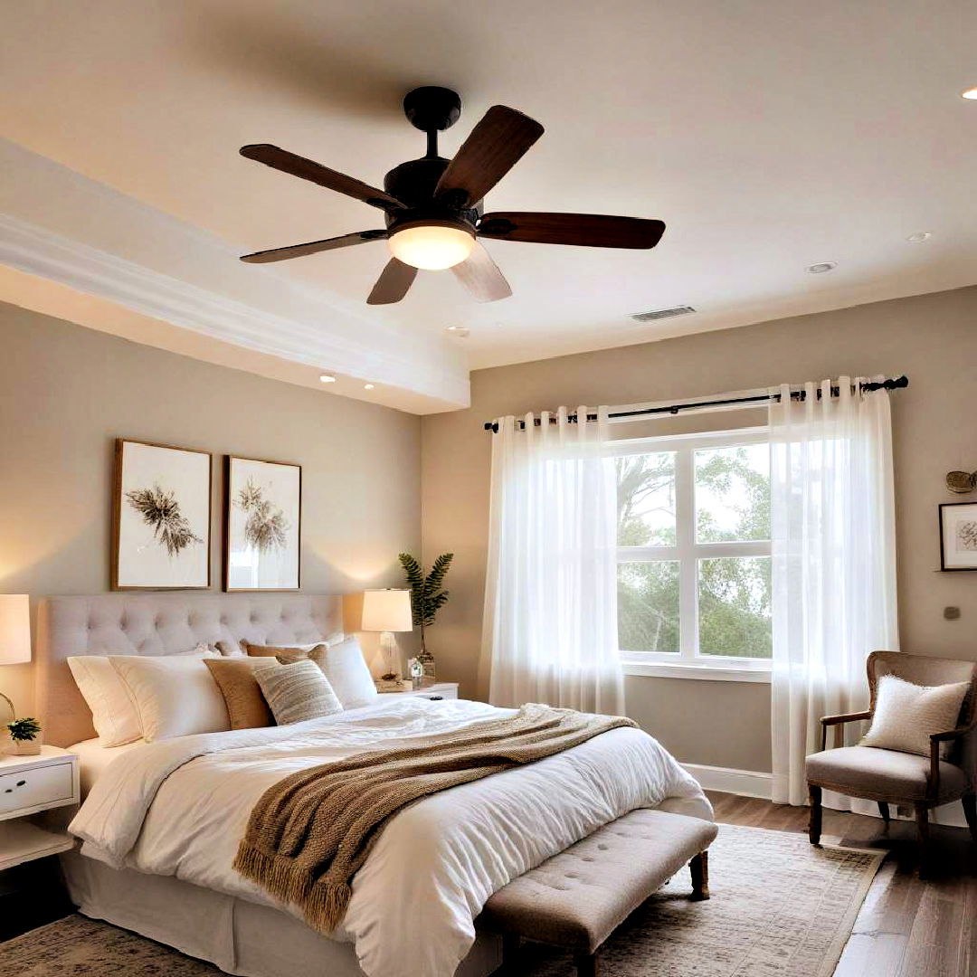 ceiling fan with light - 40 Cozy Bedroom Ideas