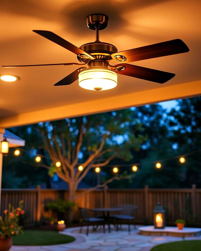 ceiling fans with lights for backyard - 40 Backyard Lighting Ideas