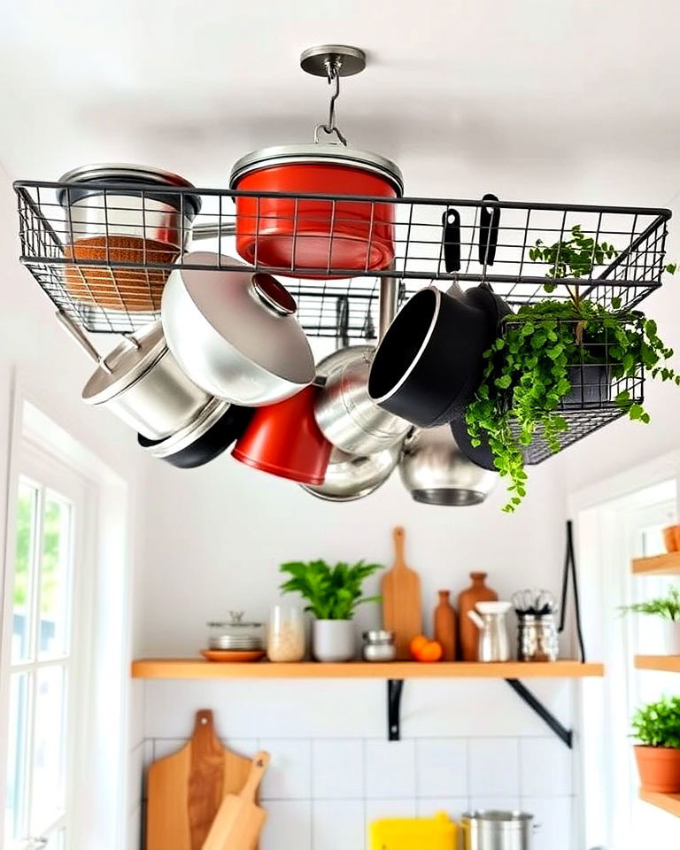 ceiling mounted storage for small kitchen - 40 Small Kitchen Storage Ideas