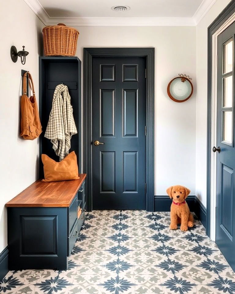 cement floor tiles to add vintage charm - 15 Mudroom Tile Floor Ideas