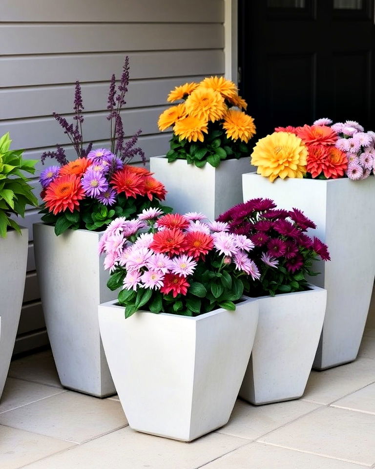 cement planters for fall - 40 Fall Planter Ideas