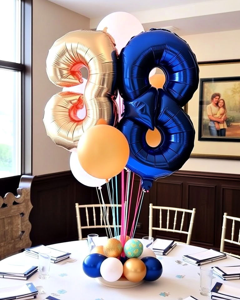 centerpiece with giant number balloons - 25 Balloon Centerpiece Ideas