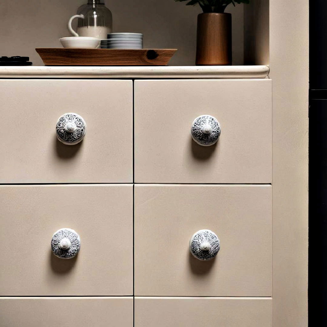 ceramic knobs and pulls for cabinetry - 40 Kitchen Decor Ideas