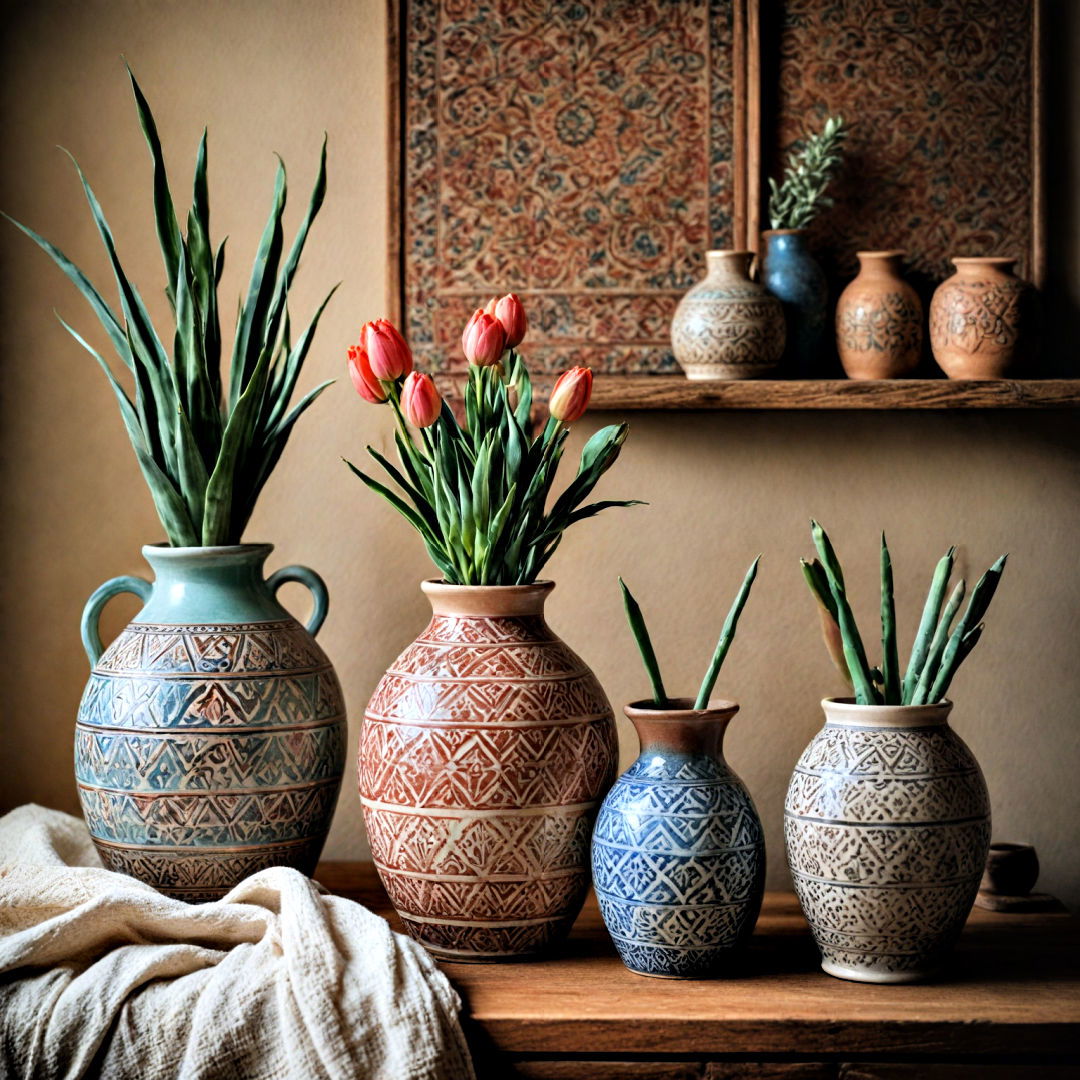 ceramic vases with unique glazes - 40 Boho Bedroom Ideas