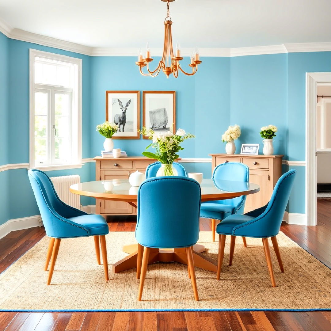 cerulean blue dining chairs - 40 Blue Dining Room Ideas