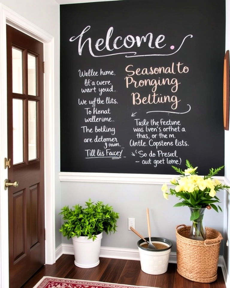 chalkboard wall for reminders - 50 Foyer Decor Ideas