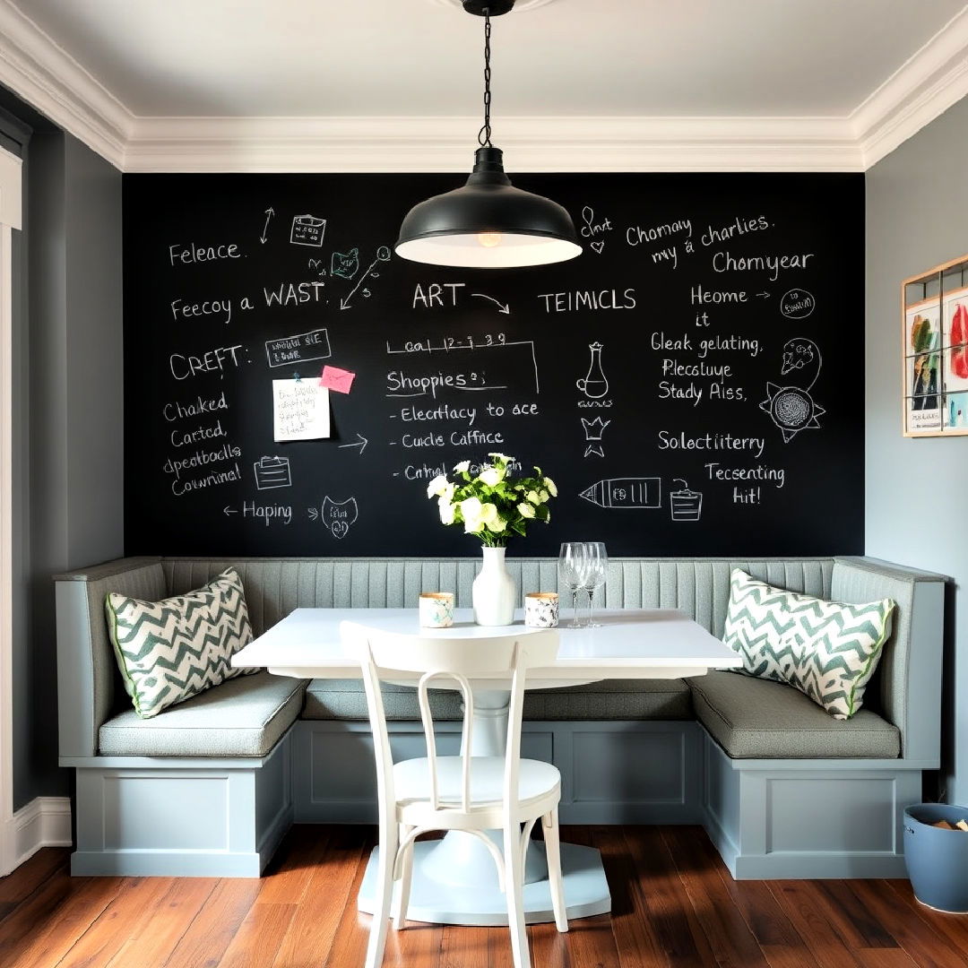 chalkboard wall ideas - 40 Banquette Seating Ideas