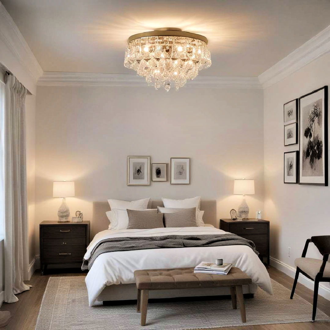 chandelier to add touch of elegance - 15 Small Bedroom Lighting Ideas