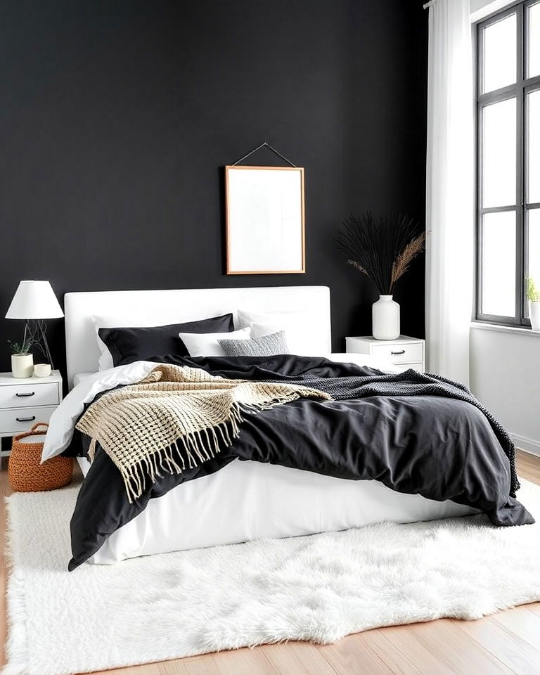 charcoal and white color scheme - 15 Charcoal Bedroom Ideas