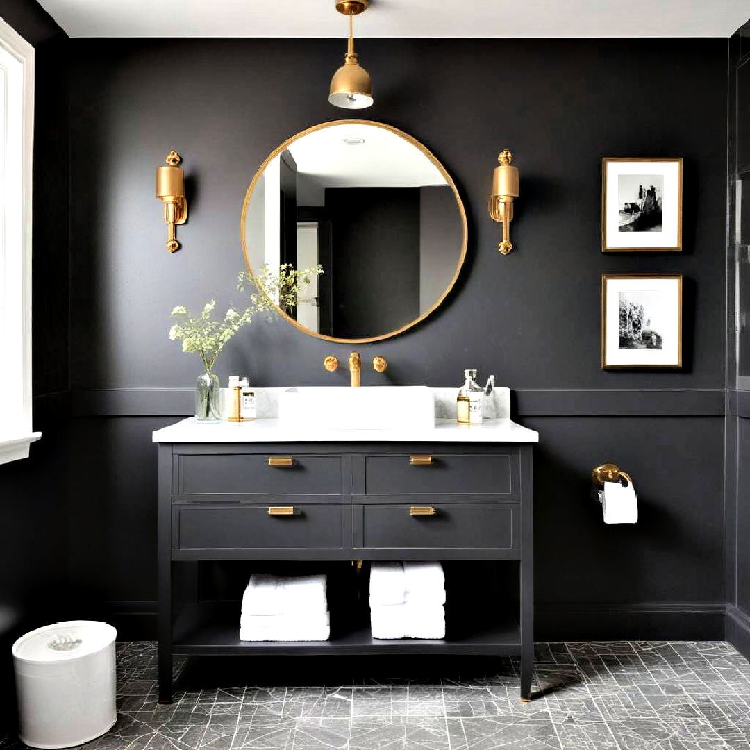 charcoal black bathroom paint to add modern flair - 40 Bathroom Paint Ideas