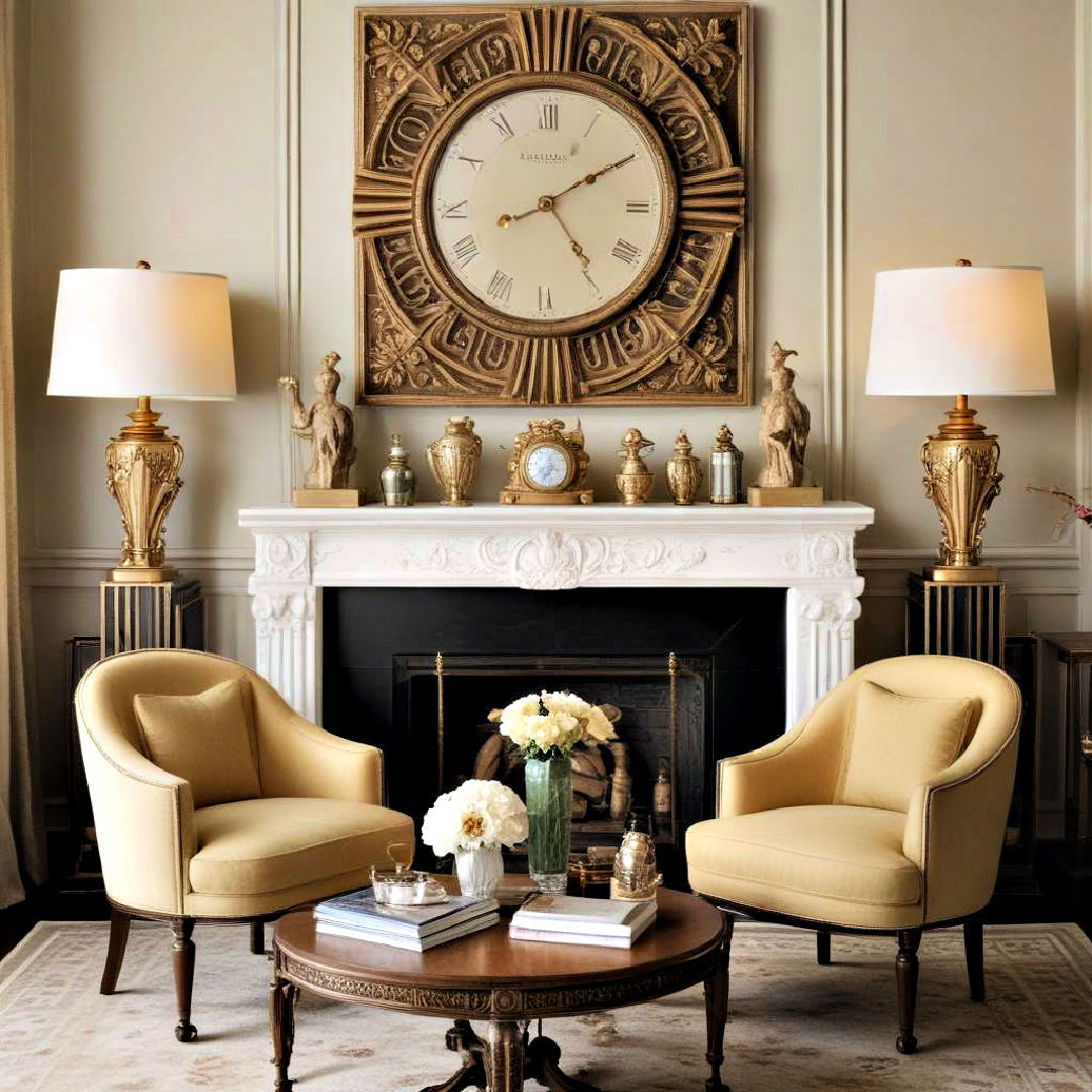 charming antique accessories - 25 Art Deco Living Room Ideas