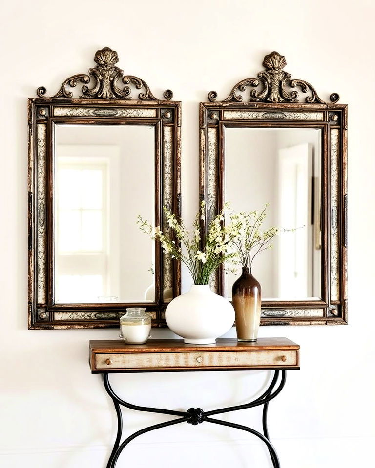 charming antique glass mirror wall - 30 Mirror Gallery Wall Ideas