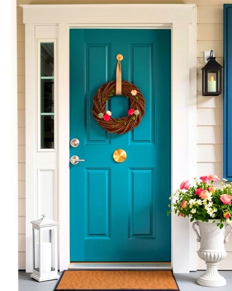 charming brightly colored front door accent - 15 Cottage Front Porch Ideas