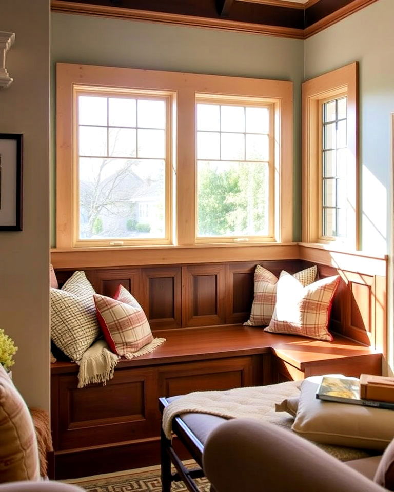 charming built in seating nook - 30 Craftsman Living Room Ideas