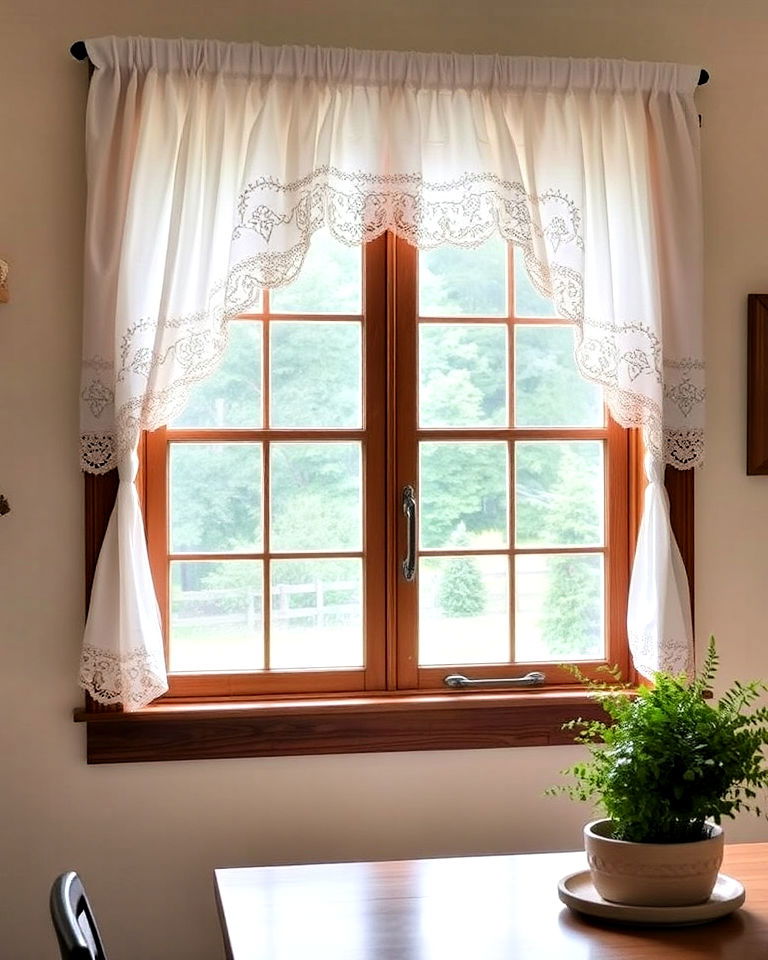 charming cafe curtains for vintage appeal - 40 Farmhouse Window Treatment Ideas