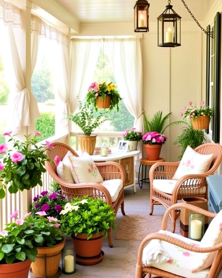charming cottage inspired porch - 40 Covered Porch Ideas