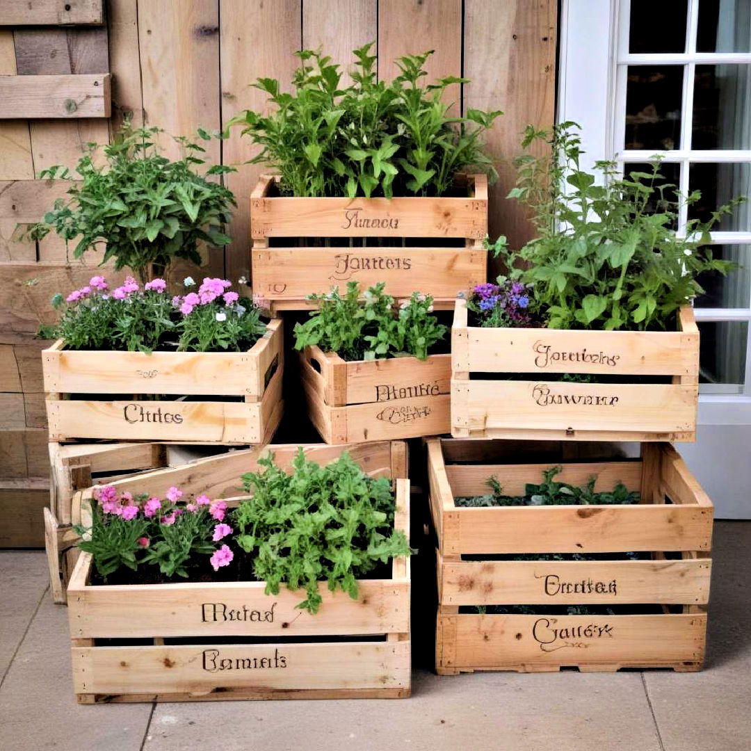 charming crate containers - 40 Container Garden Ideas
