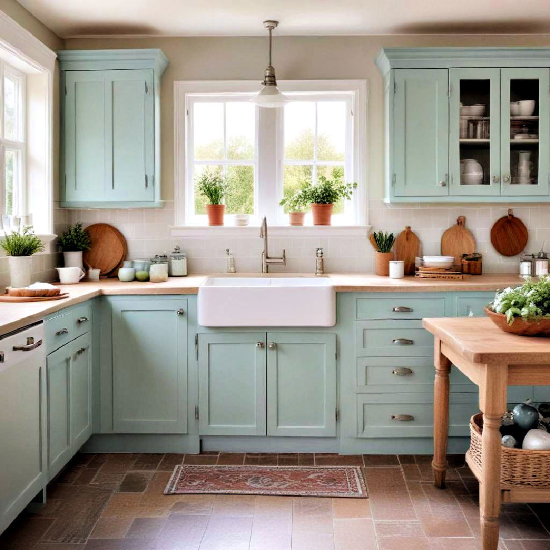 charming duck egg blue cabinets - 40 Painted Kitchen Cabinet Ideas