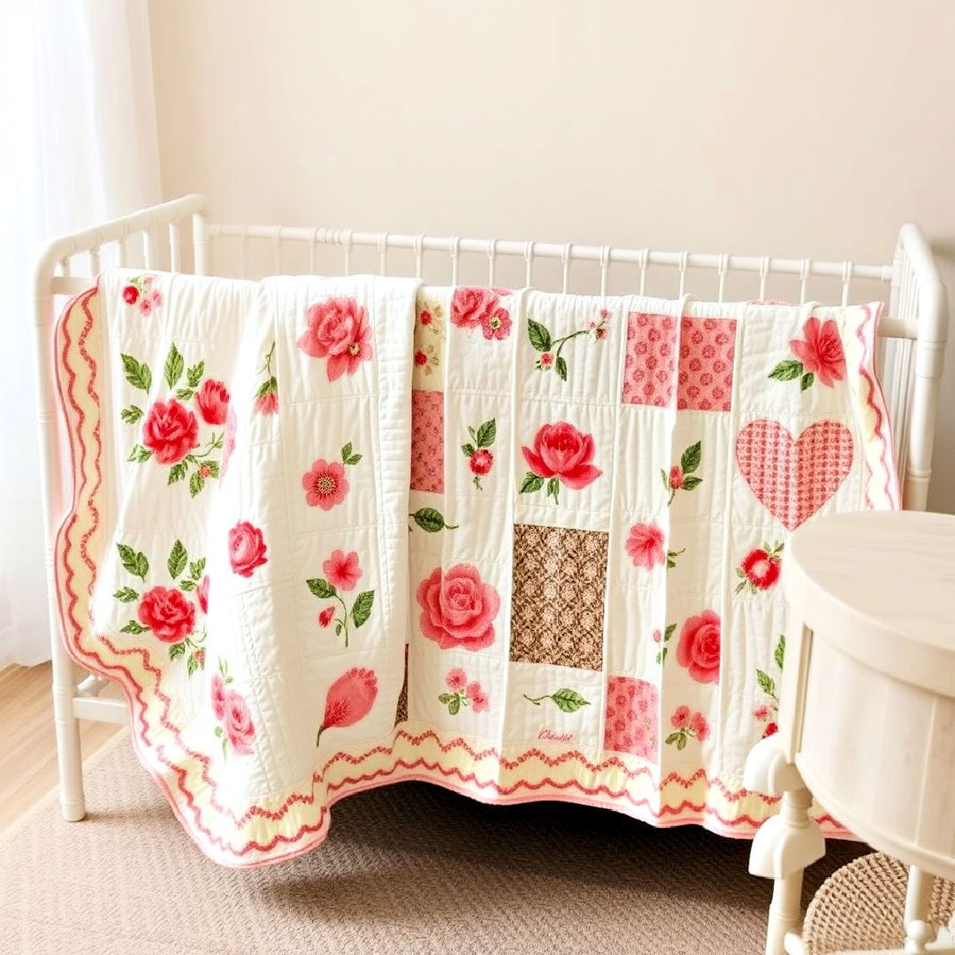 charming hand stitched quilt - 25 Vintage Nursery Ideas