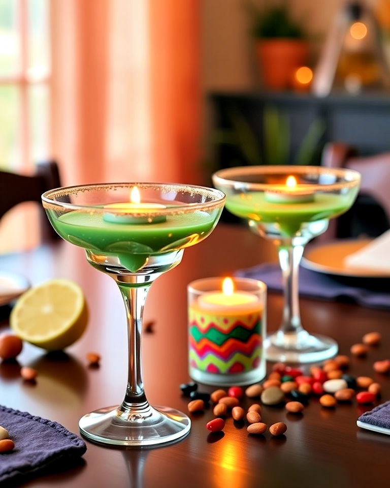 charming margarita glass candle holders - 20 Mexican Table Decor Ideas