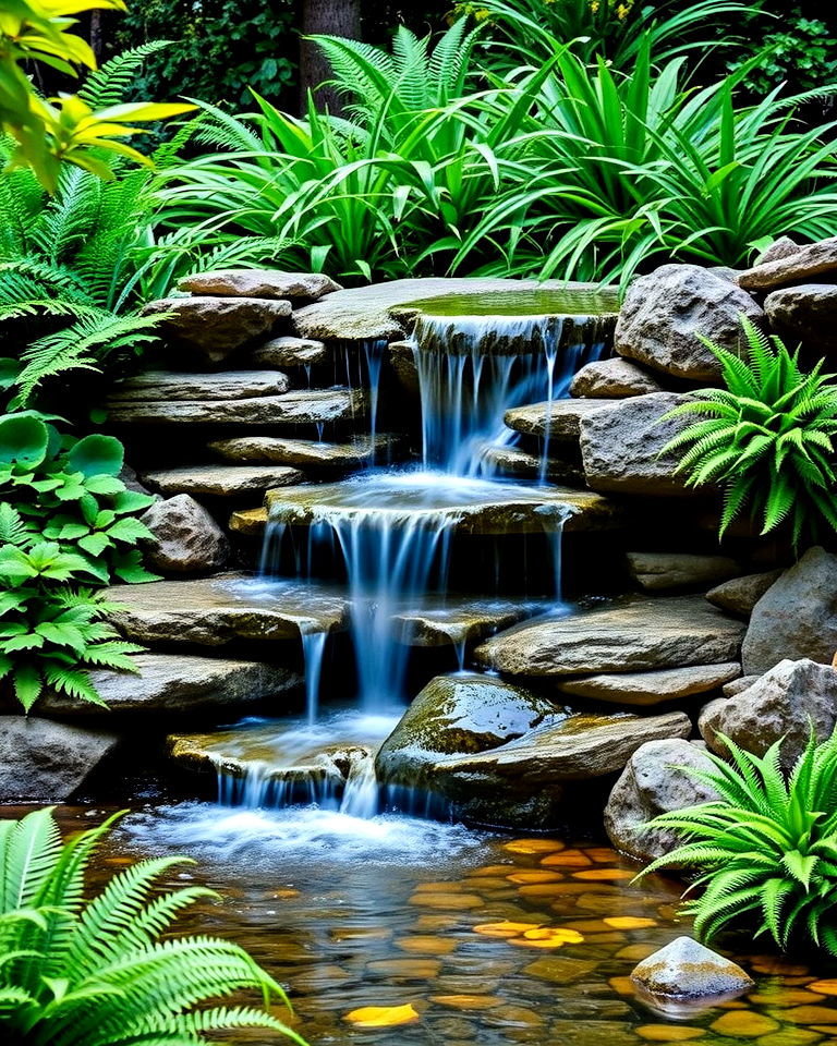 charming natural rock waterfall - 25 Waterfall Design Ideas