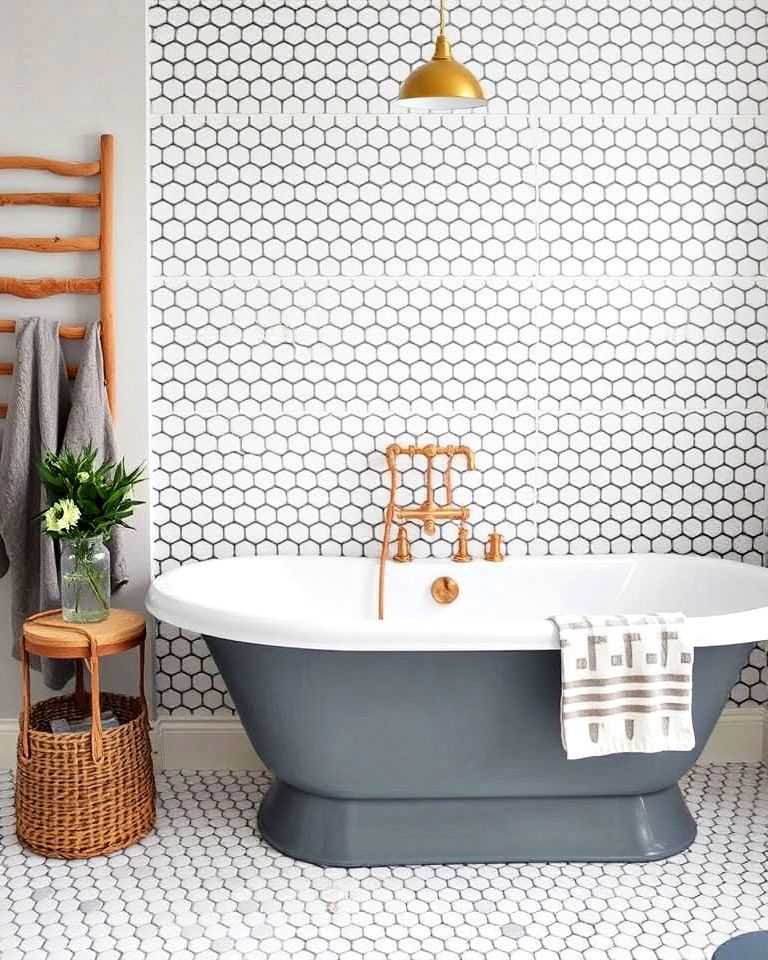 charming penny round tiles - 40 Bathtub Tile Ideas