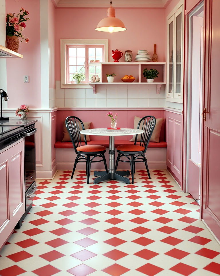 charming retro bistro inspiration - 25 Kitchens With Checkered Floors