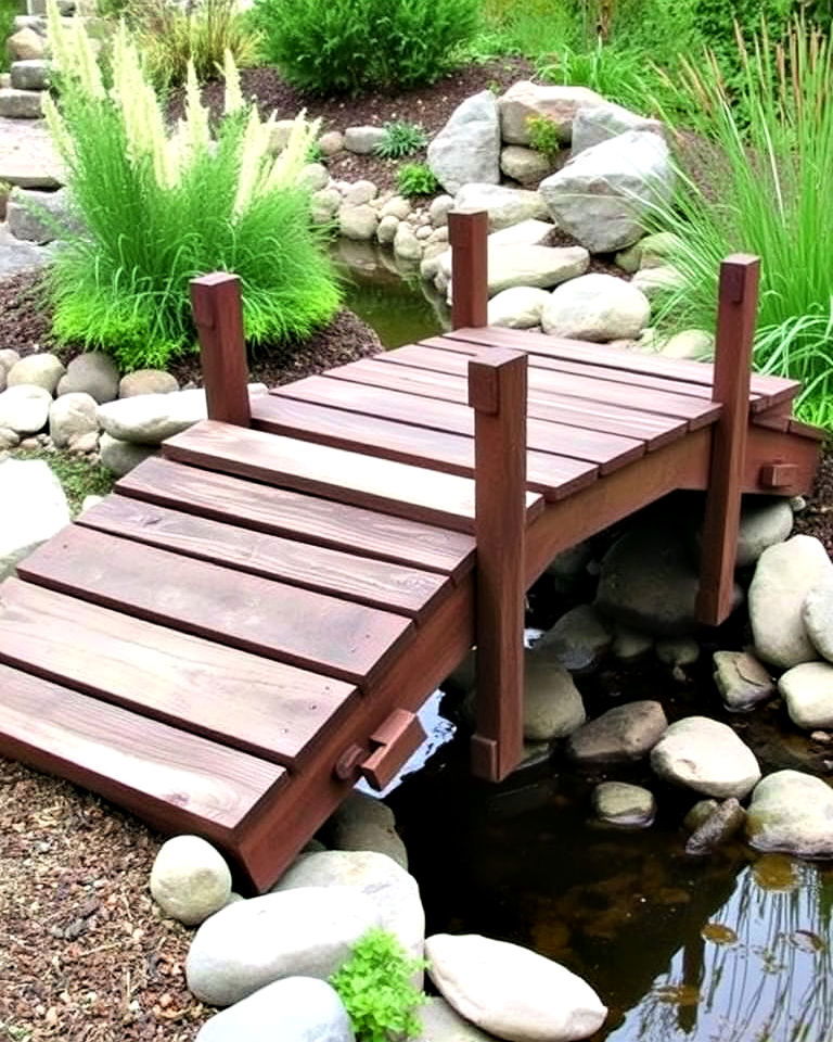 charming rustic bridge design - 20 Railroad Ties Landscaping Ideas