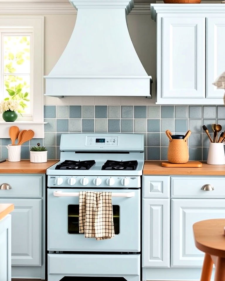 charming sky blue appliances - 25 Kitchen With Colored Appliances Ideas