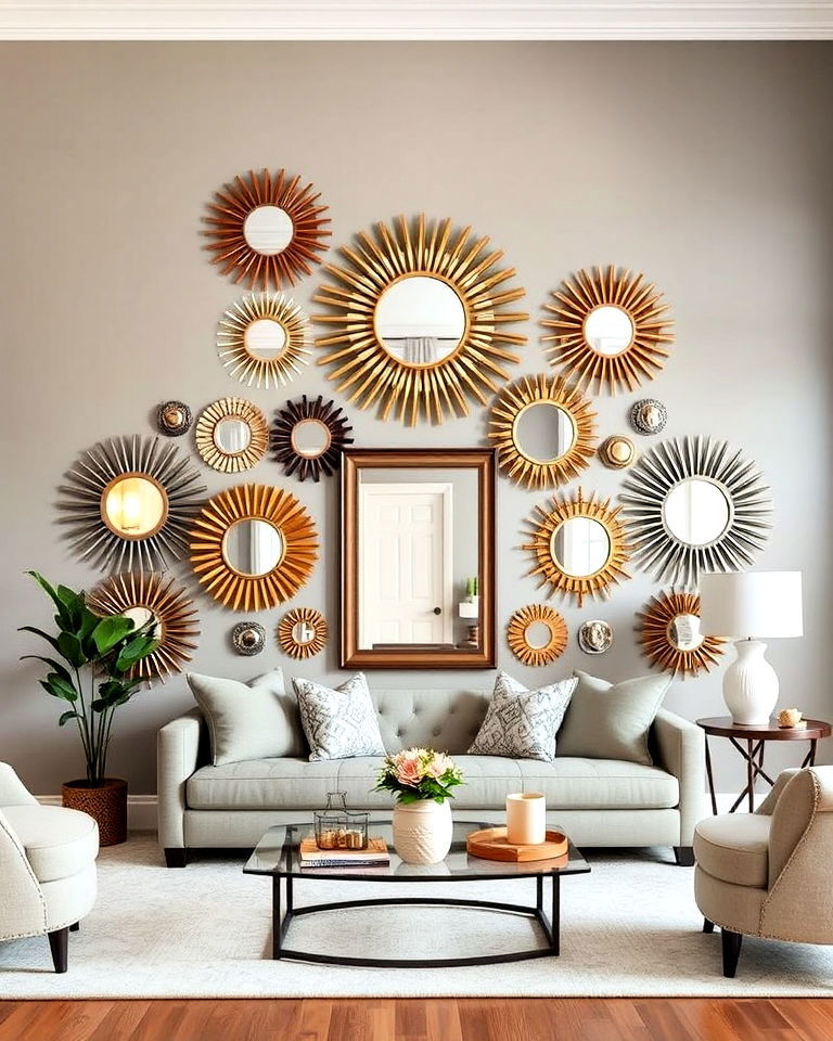 charming sunburst mirror collection - 30 Mirror Gallery Wall Ideas