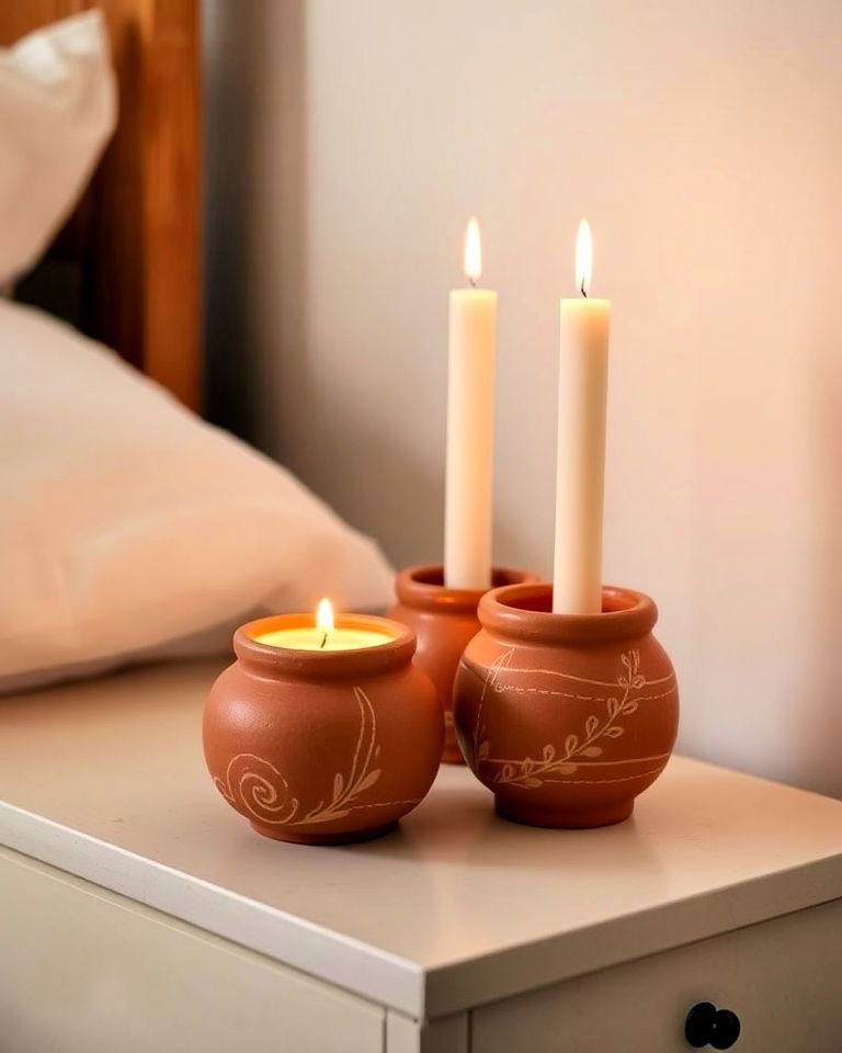 charming terracotta candle holders - 20 Terracotta Bedroom Ideas