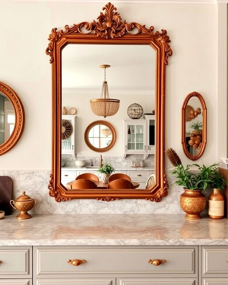 charming vintage mirror for kitchen - 20 Mirror in Kitchen Ideas