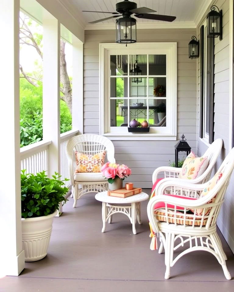 charming wicker furniture for cottage porch - 15 Cottage Front Porch Ideas