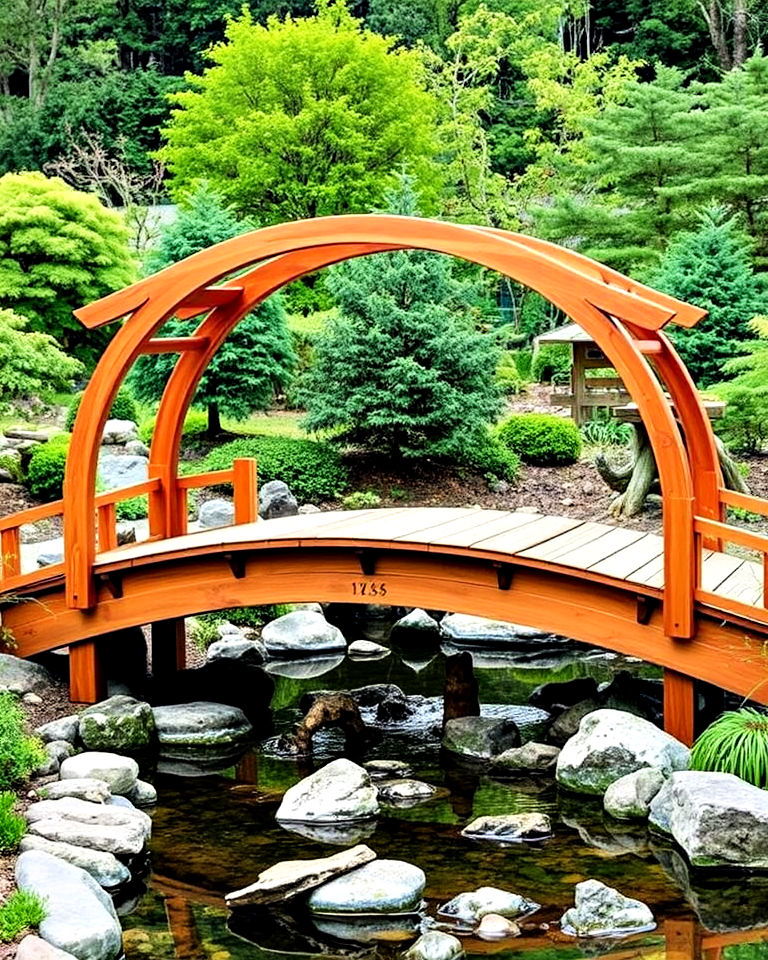 charming wooden bridge - 40 Japanese Garden Ideas