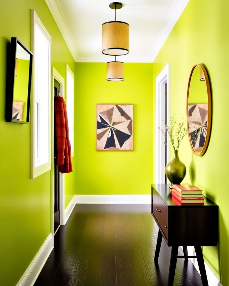 chartreuse green hallway - 20 Green Hallway Ideas