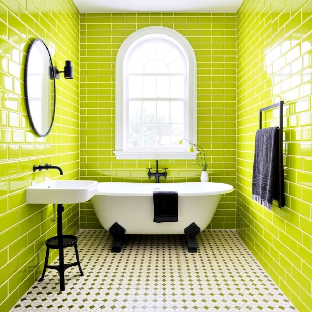 chartreuse green tiles for green tile bathroom - 25 Green Tile Bathroom Ideas